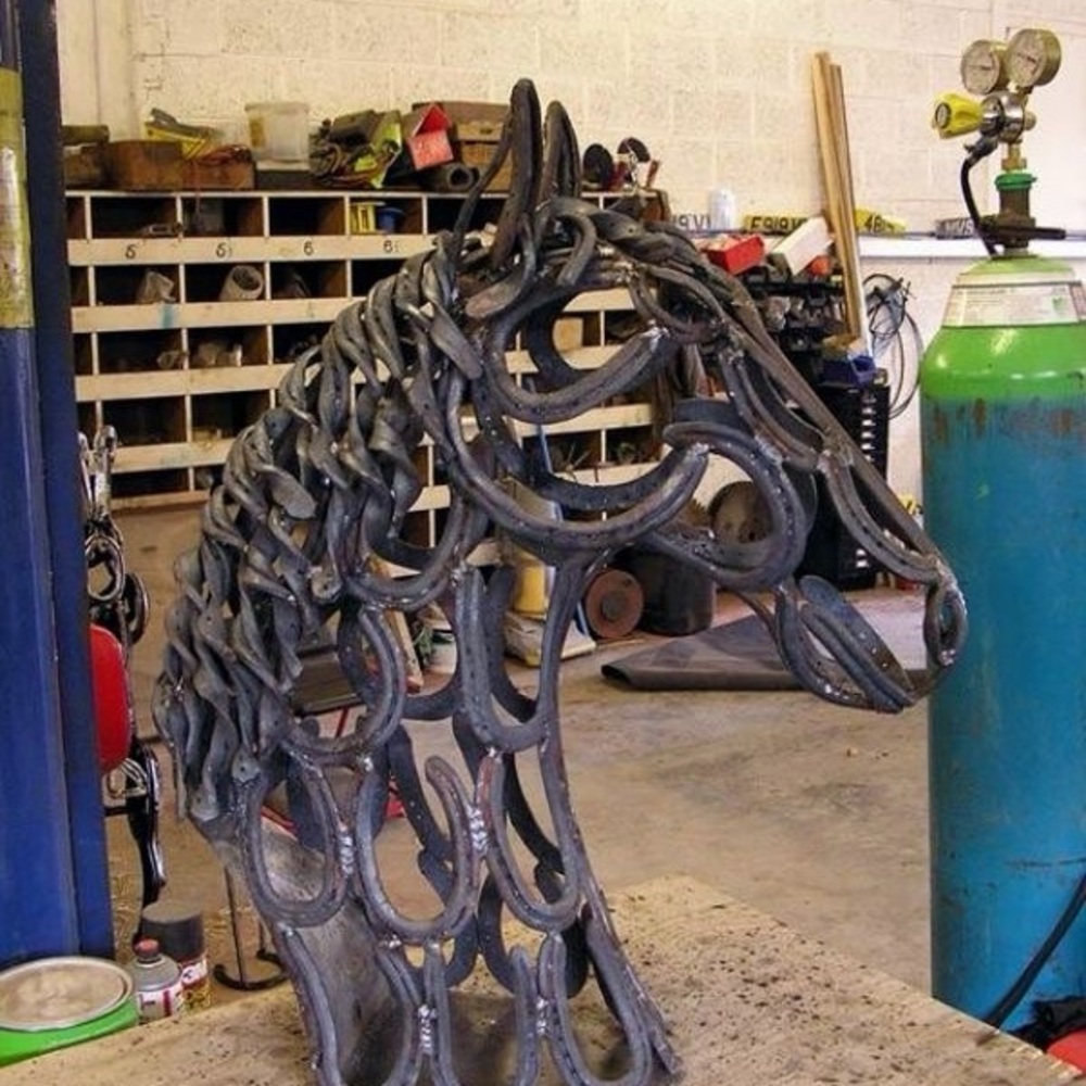 Black Metal Horse Head Sculpture PLEASE READ DESCRIPTION